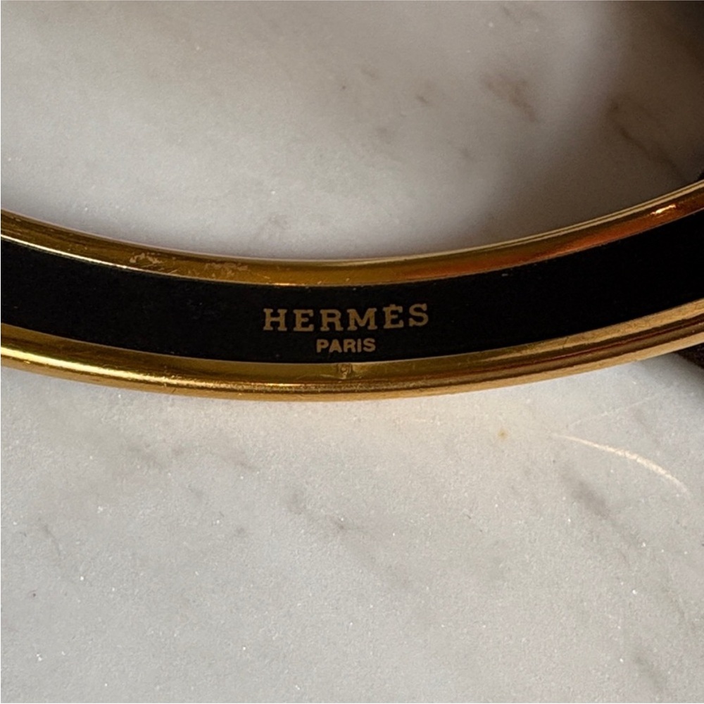 Hermes Gold and Blue Patterned Bangle - Picture 5 of 7